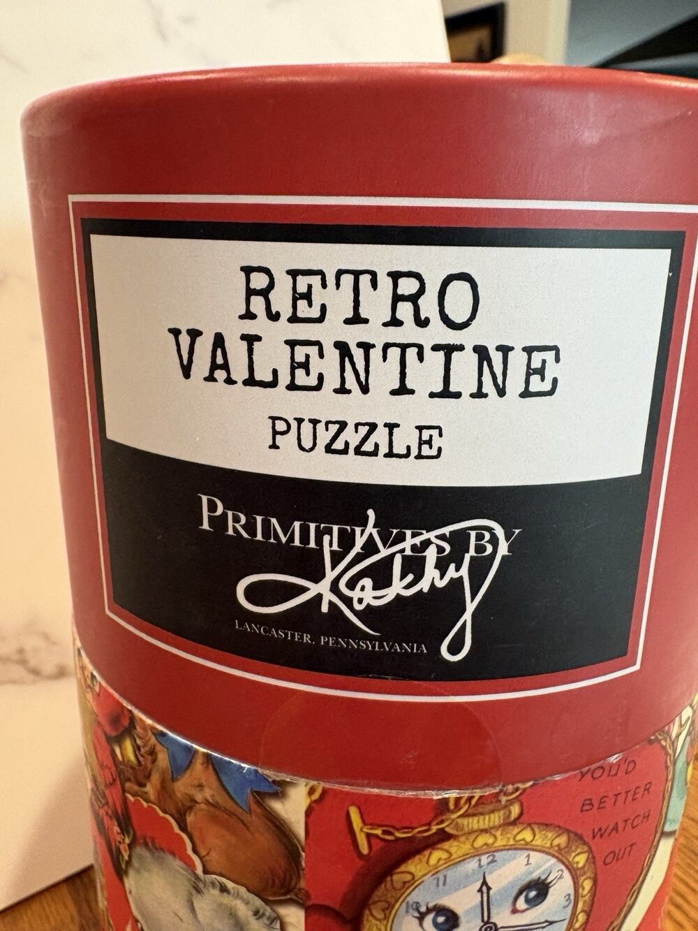 Retro Valentine Puzzle 1000 Jigsaw Pieces 27x20" Primitives by Kathy Mini Poster